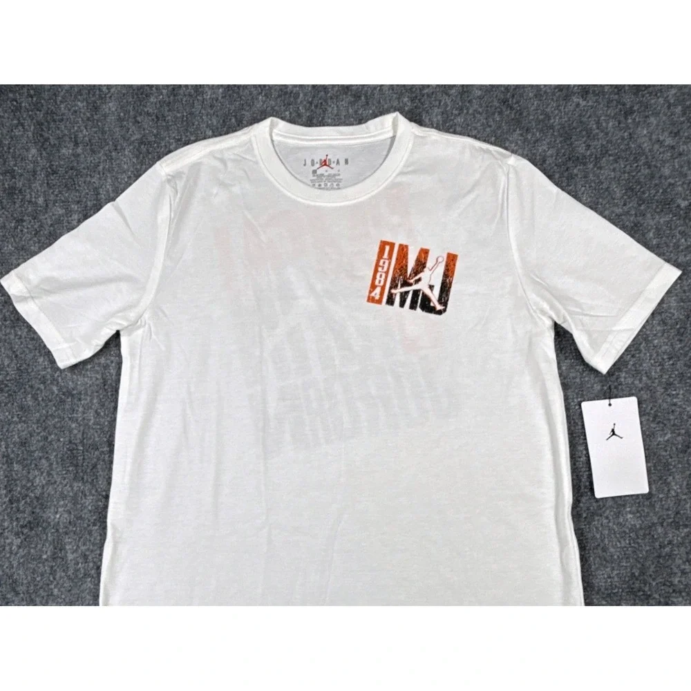 Jordan Boys Size Large 12-13 Years White 1984 Jumpman Graphic T-Shirt NWT